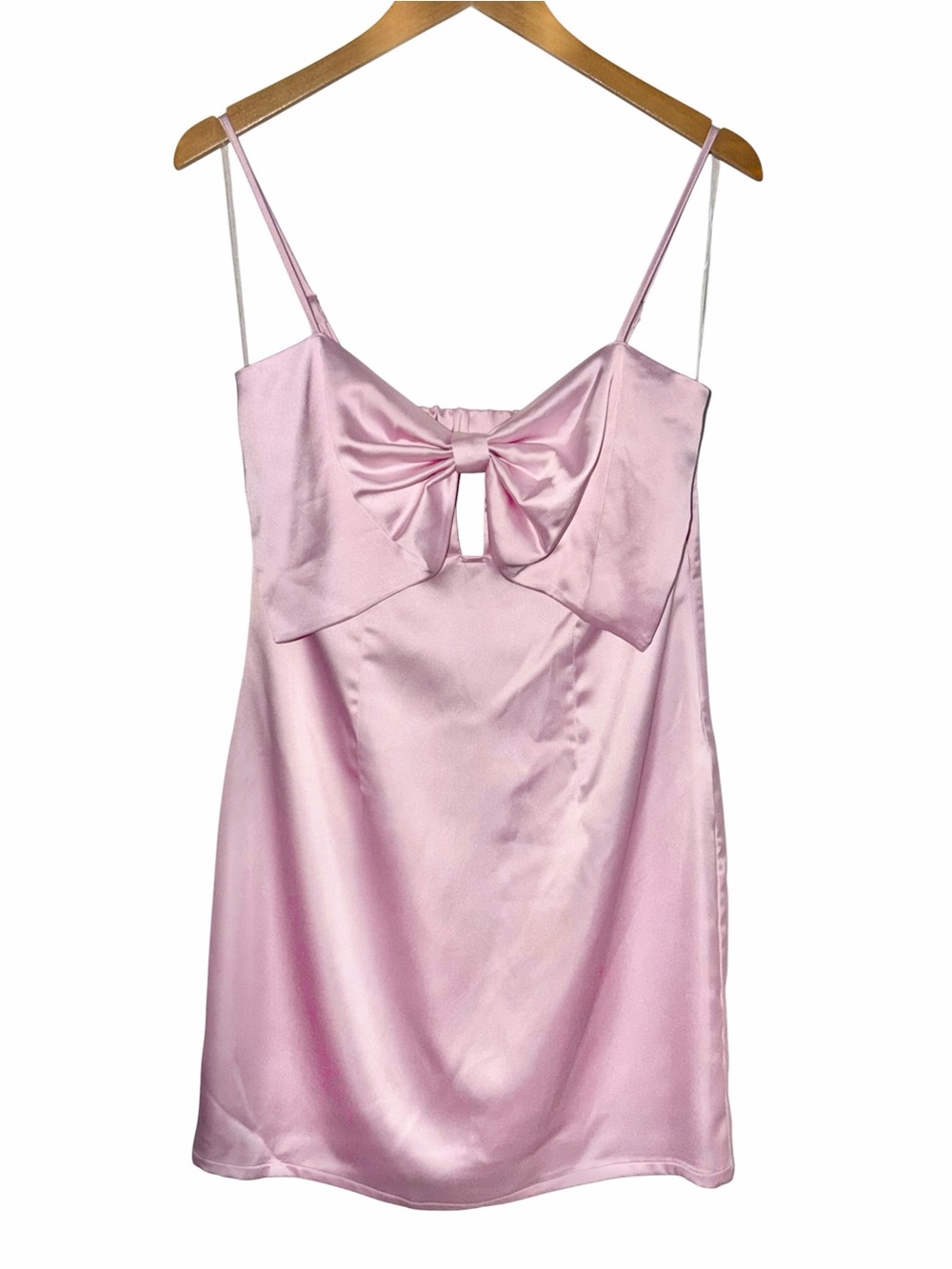 NWT Wild Fable Light Pink Satin Bow Mini A-Line Cocktail Party Dress Medium - Picture 3 of 6